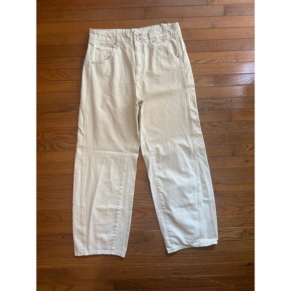We The Free Aster Straight Jeans size 33 100% Cotton Cream - Picture 2 of 16